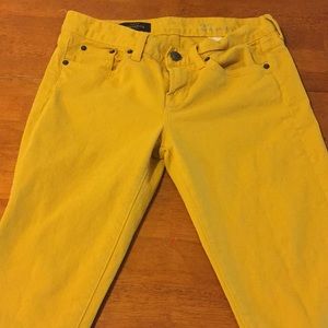 J Crew Toothpick Yellow/Gold Jeans 27 Ankle
